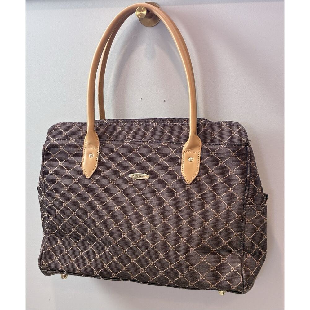 Vintage Pierre Cardin AllOver Printed Logos Carry On Style Shoulder Bag/Purse